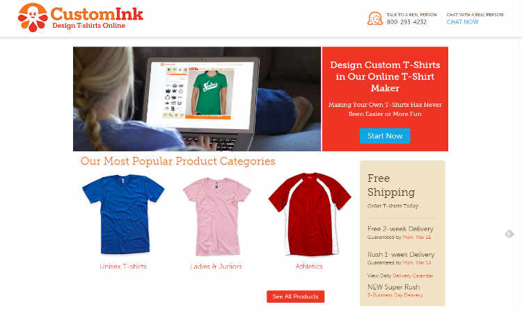 eCommerce websites - customink j